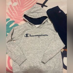 Champion Kids Gray Hoodie and Navy Sweatpants Set